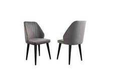 Grauer Esszimmer Stuhl Luxus Einsitzer Textilmöbel Designer Modell Neu