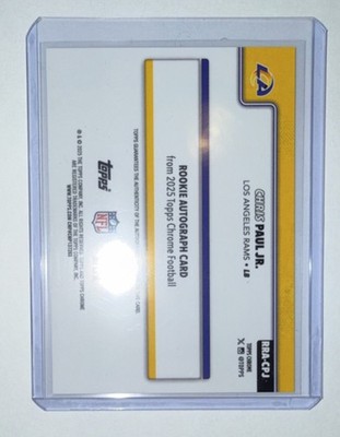 25 Topps Chrome Football Gold Refractor RC Auto /275 Chris Paul Jr