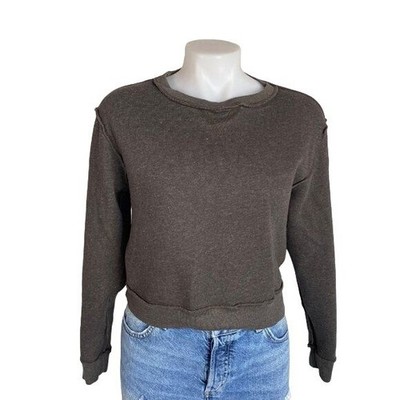 Goodlife Womens Reversible Sherpa Fleece Pullover Sweatshirt Small Gray & Brown