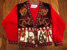 Vintage Heartworks Girls Size 4 Teddy Bear Cardigan Sweater Heartworks brand