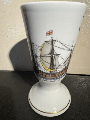 Limoges Frankreich - THE GOLDEN HIND Schiffsvase - R. Bonhomme 5,5 Zoll - selten / Vintage