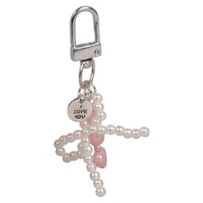 Elegant Heart Shape Key Chain Pearls Decoration Lightweight Portable Accessory
