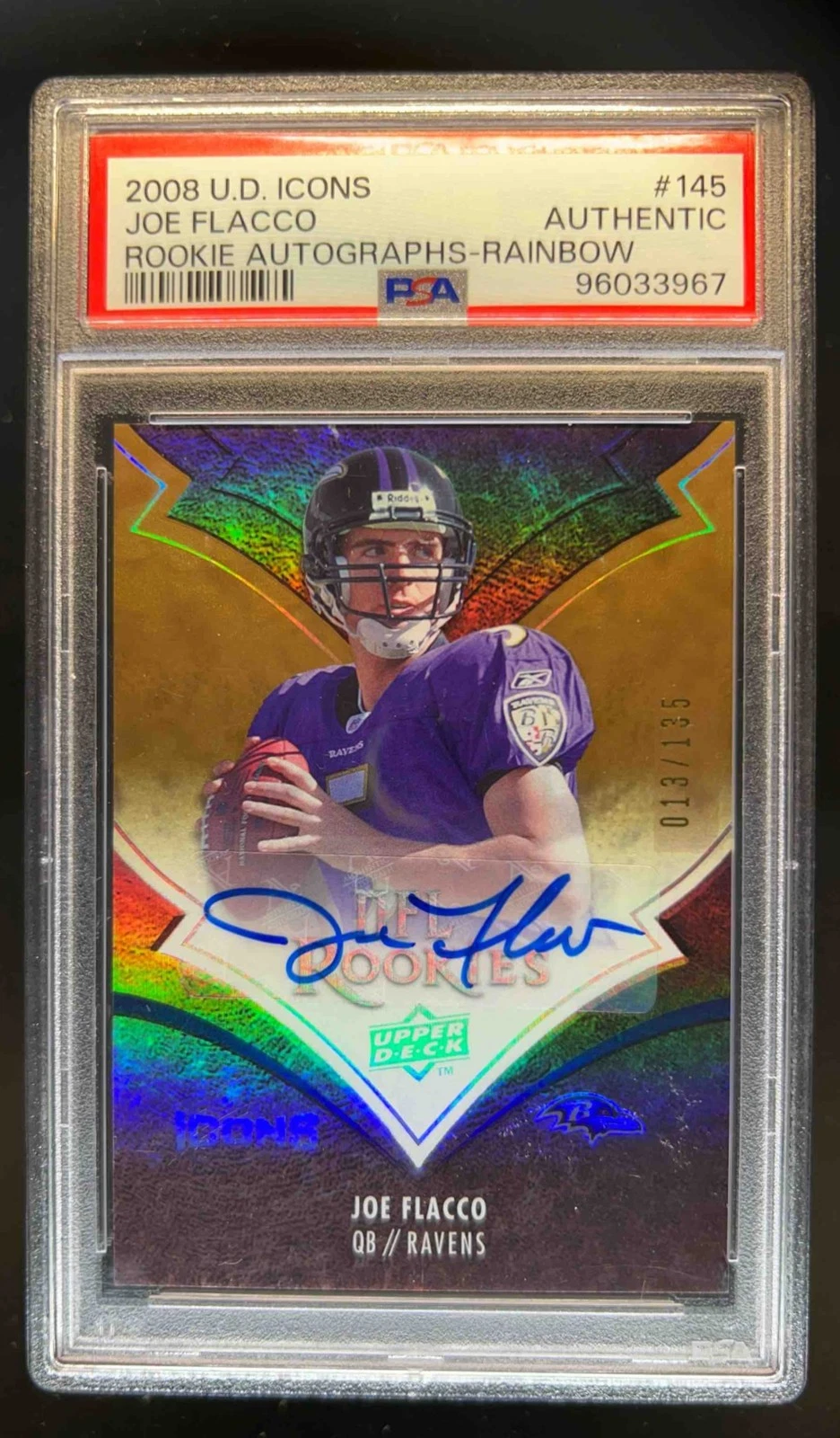 Joe Flacco Upper Deck Icons Rookie Autographs #145 Rainbow
