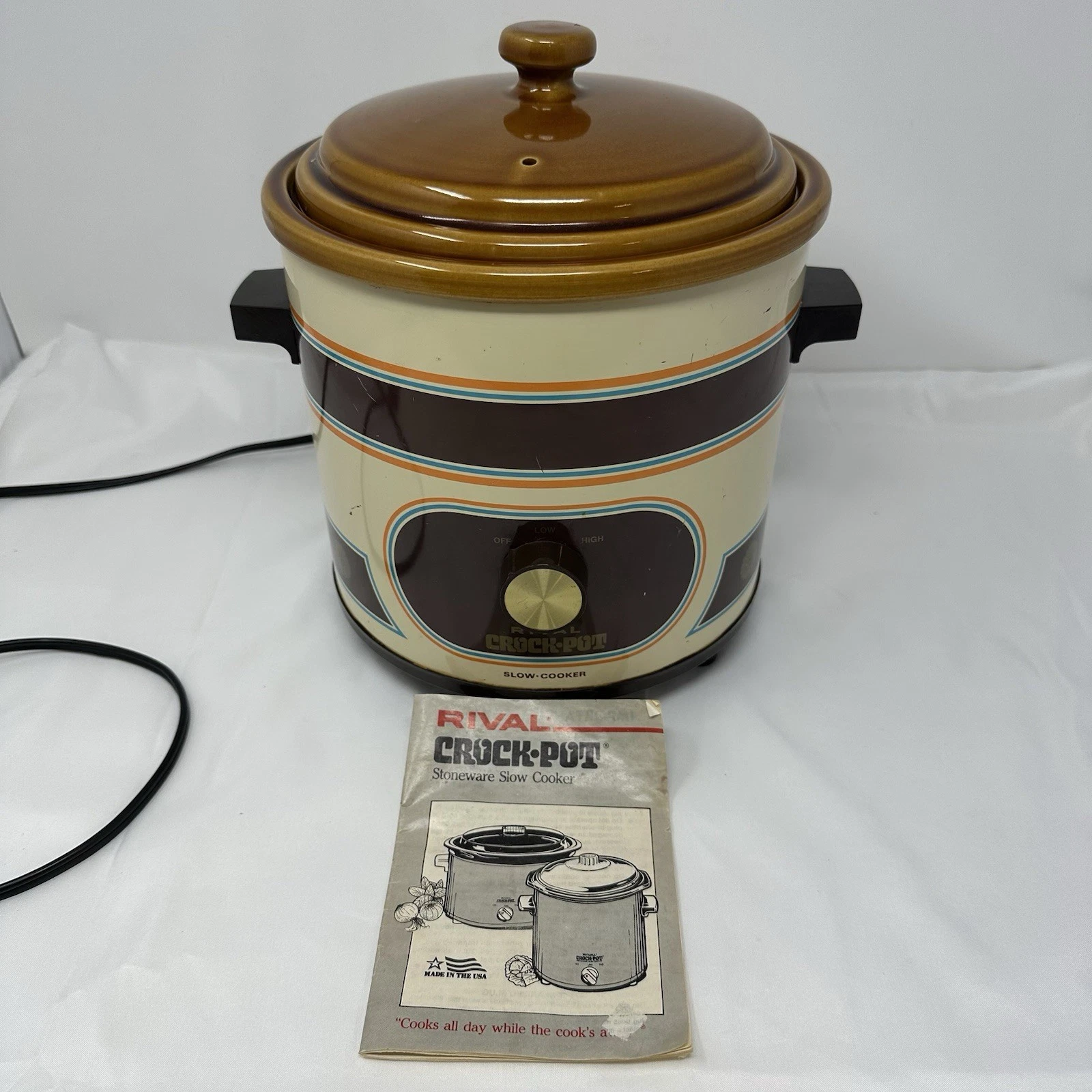 Rival Crock-Pot 3100/2 Slow Cooker 3.5QT Rare Brown Ceramic Lid (Working) 70’s