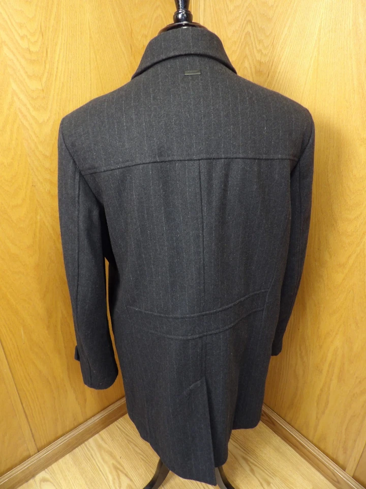 DKNY Overcoat Top Coat Winter Coat L Zipper Button Insulated Dark Charcoal C#10 - Image 3 of 4