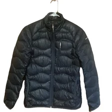 Peak Performance Duck Feather Quilted Womens Jacket Size Small Navy Blue