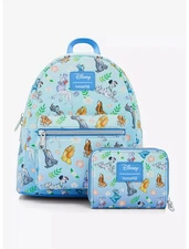 Loungefly Disney Dogs AOP Floral Mini Backpack and Zip Wallet NEW NWT