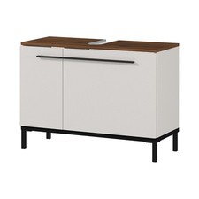 Bad Waschbeckenunterschrank, Kaschmir Nussbaum, Türen gedämpft, 4 Fächer