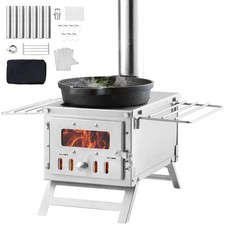 Portable Outdoor Wood Burning Stove With Shelves Accessories And Bbq Plate