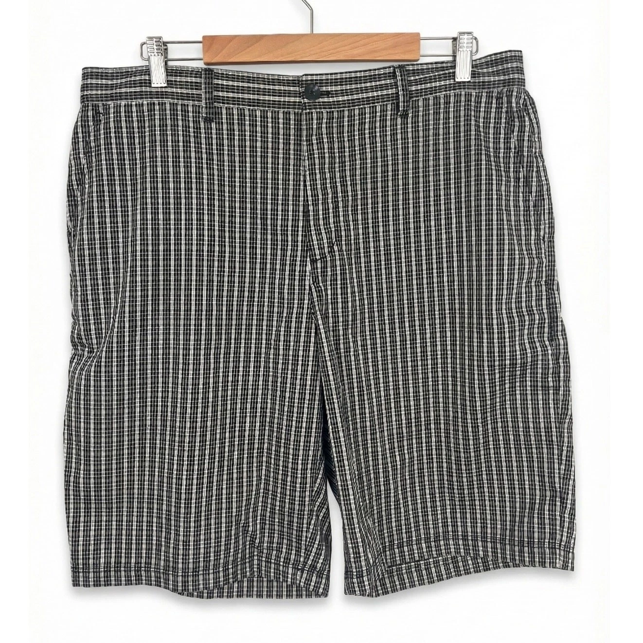 Adidas Mens 36 Golf Sports Outdoor Active Classic Check Plaid Flat Front Shorts