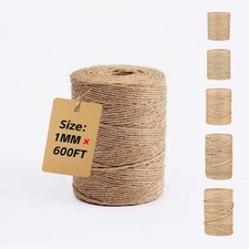 Natural Jute Twine String 1mm 600 Feet   Thin Twine for Crafts  Gift Wrap