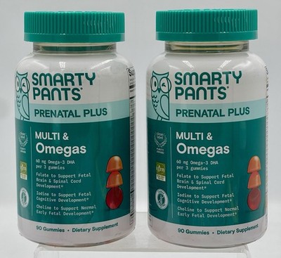 Lot of 2 SmartyPants Prenatal Plus Multi & Omegas 90 Gummies Each 180ct Exp03/27