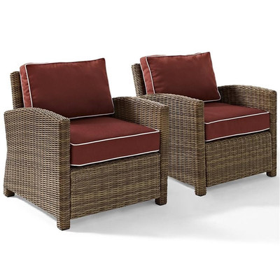 #ad #ad Crosley Furniture Bradenton Fabric Patio Chair in Brown Sangria Red Set of 2 $893.99