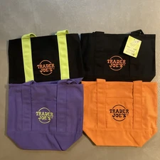 LOT Of 4 Limited Edition Trader Joe's Mini Halloween Canvas Tote Bag