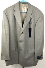 Nwt Oscar De La Renta 46R Mens Ultralux Worsted Wool Gray Windowpane Blazer 250