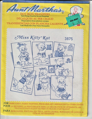 Aunt Martha's Hot Iron Transfer - #3875 MISS KITTY KAT - Unopened