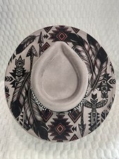 SOUTHWESTERN TRIBAL VEGAN SUEDE FEDORA HAT