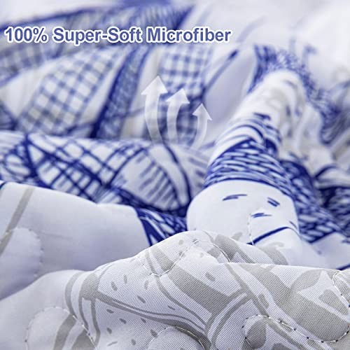 Blue Quilt Set King Nautical Beach Quilt King (90"x 104") Blue Sailing - Picture 7 of 8