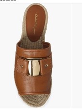 Ferragamo Espadrille Wedge Sandal Slide Sz 9C NWOB