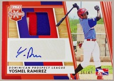 2022 Panini Elite Extra Edition Auto Yosmel Ramirez 3 Color Patch Red /49 RC