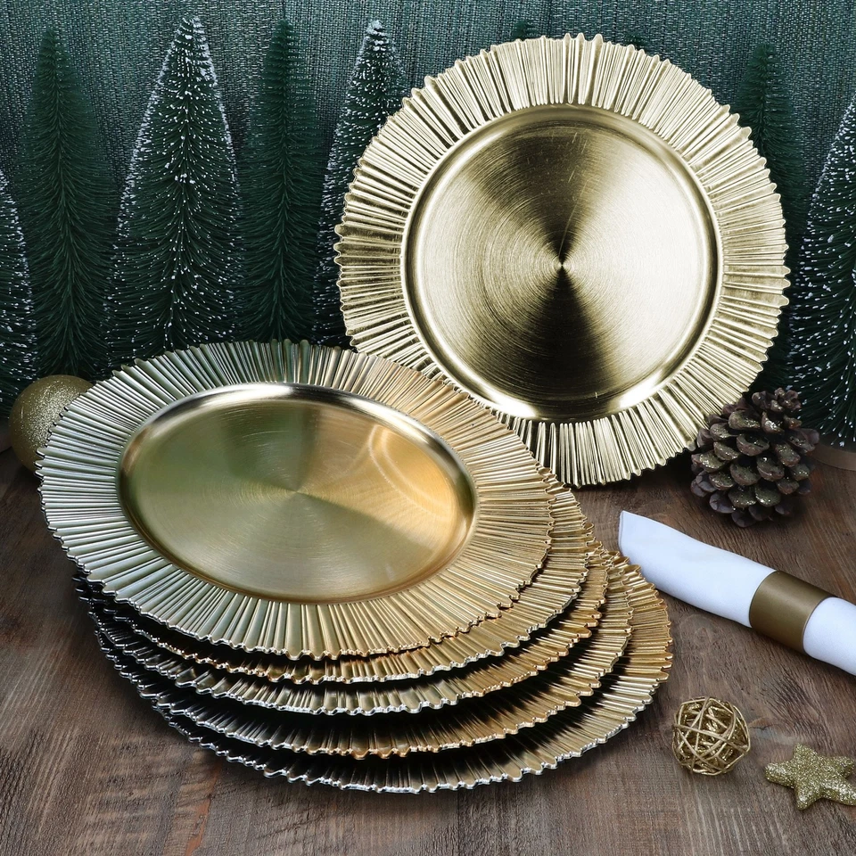 6x Platzteller Kairo Gold Ø33cm 6Pers Dekoteller leicht Kunststoff Weihnachten  - Bild 3 von 4