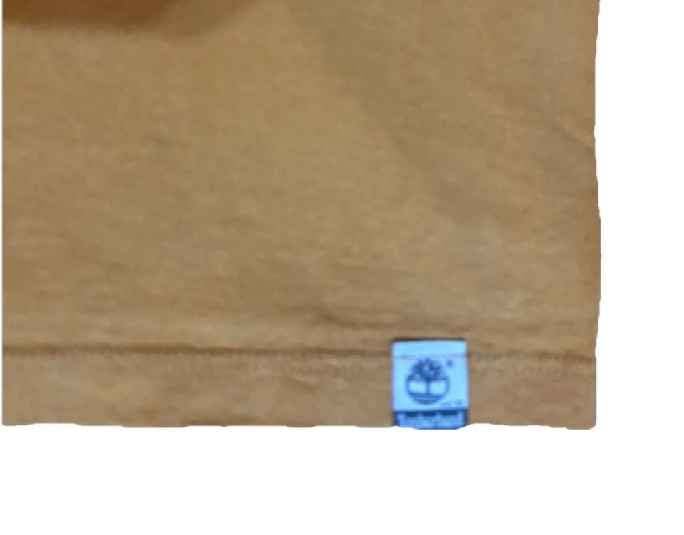 Timberland Logo Camel Beige T-shirt Tree Logo Long Sleeved Mens 3X Cotton - Image 3 of 4