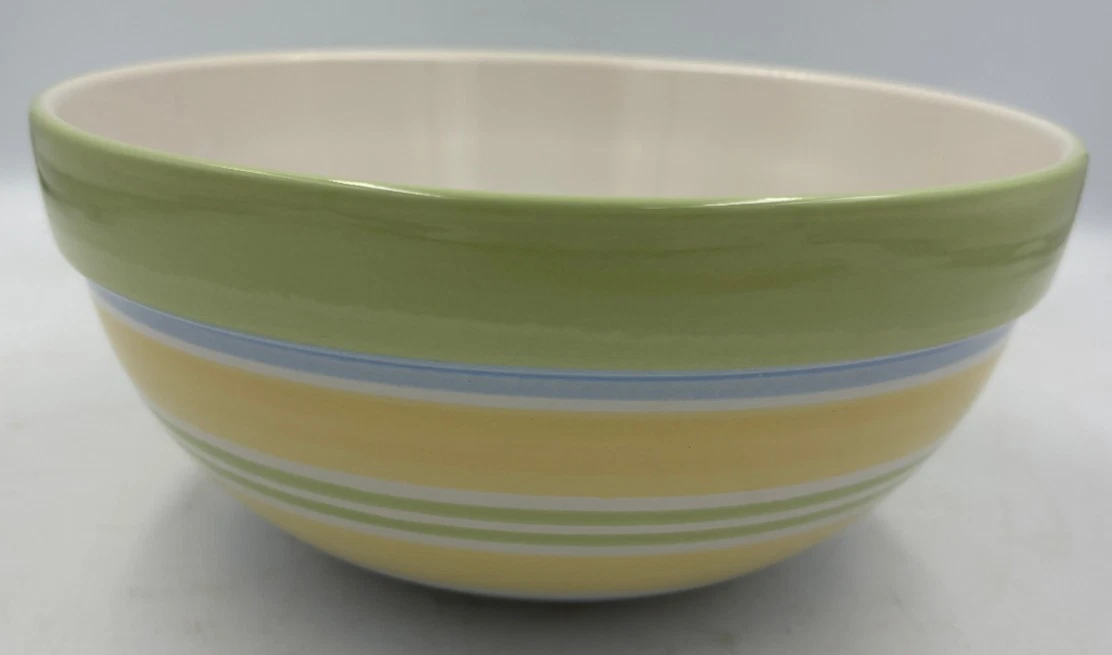 Pampered Chef Striped Sm. 8" Mixing Bowl Hostess Set #2295 - Blue Yellow Green