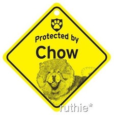 Protected by Chow Dog Window Sign Made in USA 5 1/2 x 5 1/2