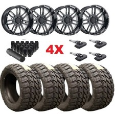 20 Black Milled Wheel Tires 35 12.50 20 Mt Fit F-250 F-350 Ford 20x10 8x170 Deep