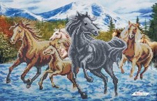 Bead Embroidery Kit DIY Craft Kit Stamped Bead Needlepoint Horses d3563