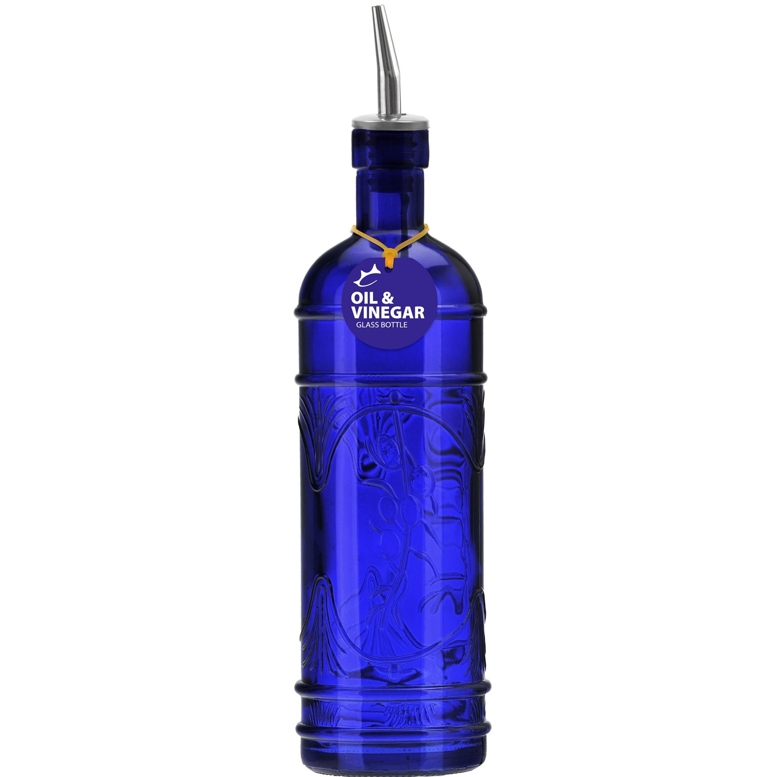 Couronne Co. Olive Branch Recycled Glass Oil or Vinegar Bottle with Pour Spou...
