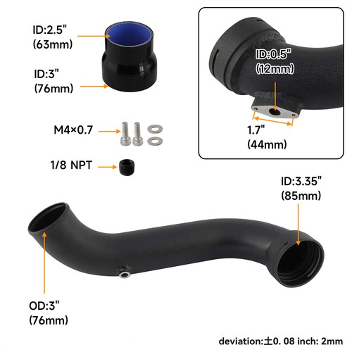 High Flow Intake Turbo Pipe for BMW E82 E88 135i E90 E91 E92 F30 F80 335i N55 - Picture 7 of 9
