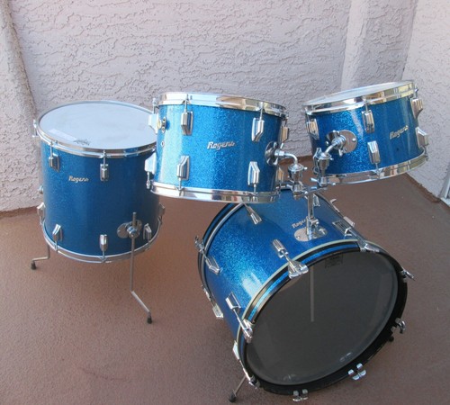 ROGERS VINTAGE HOLIDAY BLUE SPARKLE DRUM SET DAYTON ERA 20, 12, 13, 16