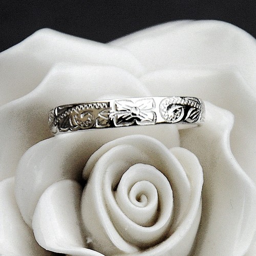Sterling Silver Plumeria Flower Ring - .925 Silver Band, Sizes 4-10, Hawaiian Tropical Design - View #4