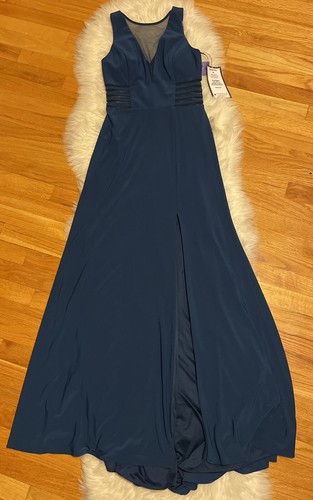 Morgan & Co, Peacock Illusion V Neck Gown,A-line,Side Slit,Juniors Size 7/8 NWT - Picture 6 of 6