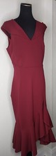 Gorgeous Knitee Sleeveless Sheath Dress Crimson Size L Zip Up Ruffle Wrap Bottom