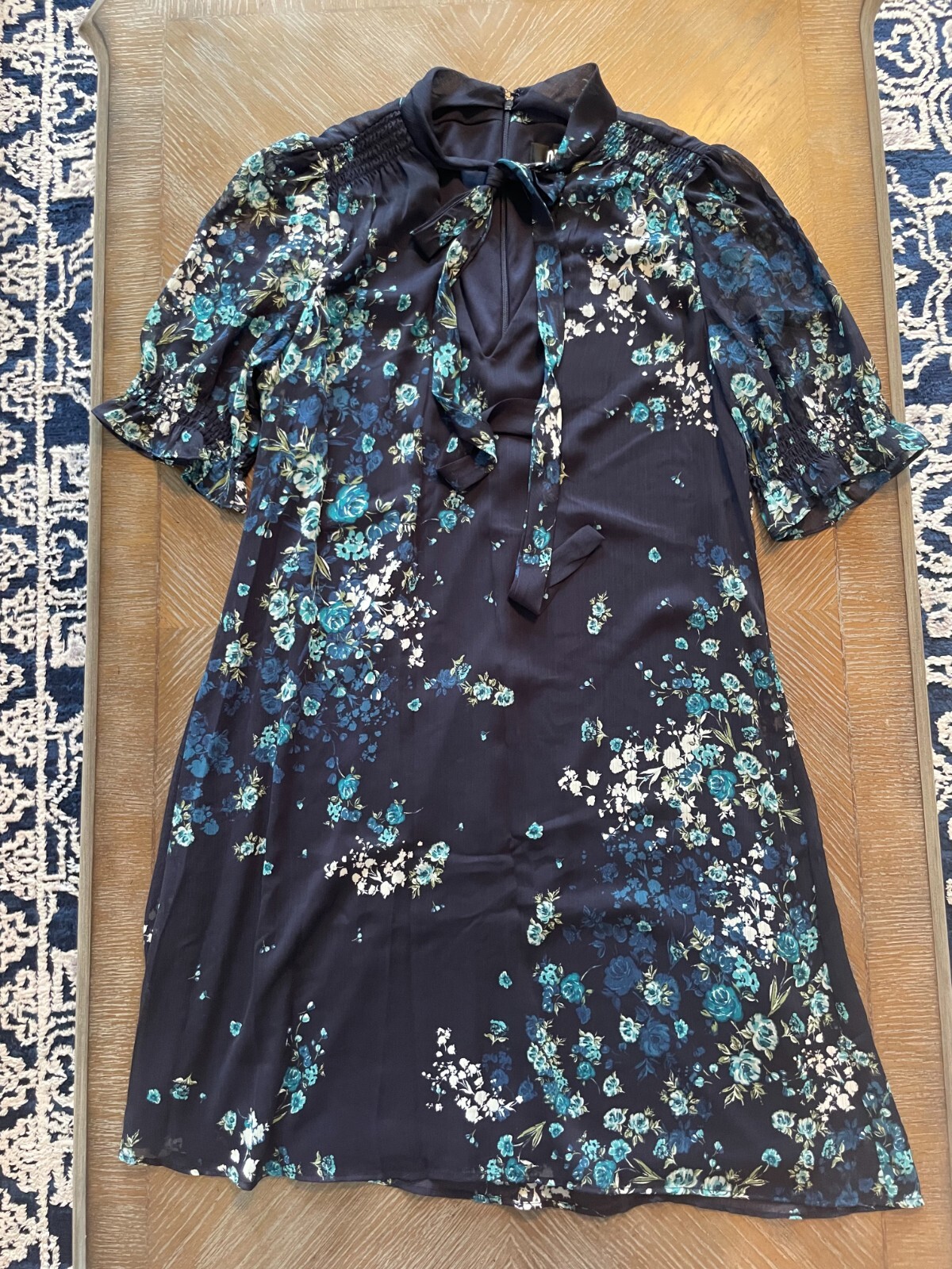 DKNY NWT Floral Tie Neck Dress Women's Size 12
