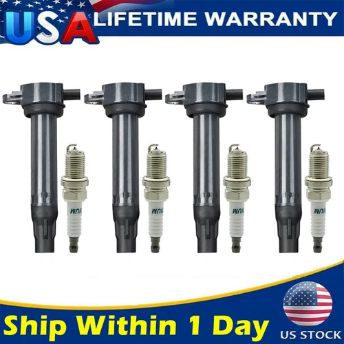 Set of 4 Ignition Coil & Spark Plug For 2007-2017 Jeep Compass Patriot 2.0L 2.4L