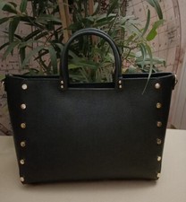 Borsa tote shopper office "rettangolare" nera c/borchie donna ragazza VERA PELLE