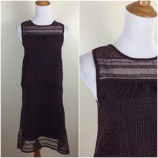 MADEWELL Plum Embroidery Sheer Insert Sleeveless Loose Fit Dress Womens sz 00