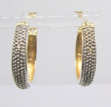 Gold Over 925 Sterling Silver Genuine Diamond Accent Hoop Earrings 4.9g 22.5mm