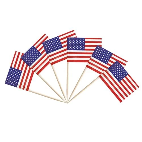American Toothpick Flags Small Mini USA Flags on Stick Food Labels