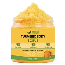 AMVital Turmeric Body Scrub - Acne, Dark Spots, Smooth Skin, Exfoliate Natural