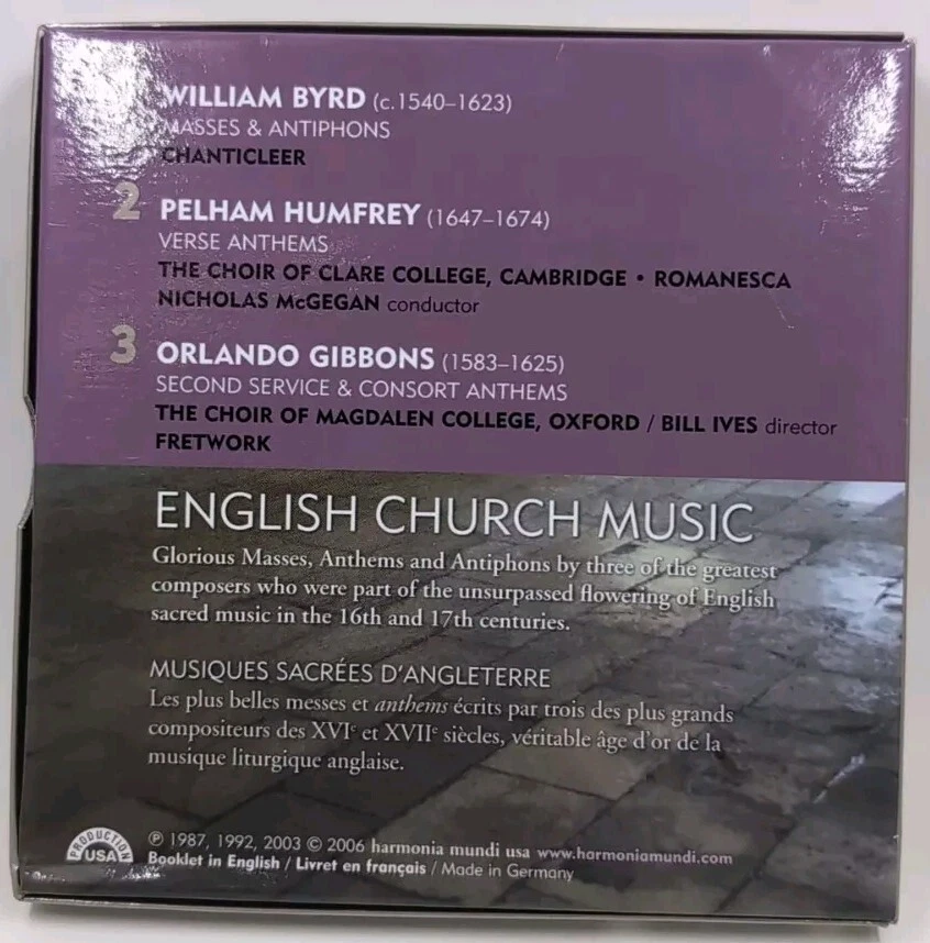 English Church Music Byrd Humfrey Gibbons 3 CD German Import Rare - Image 2 of 4