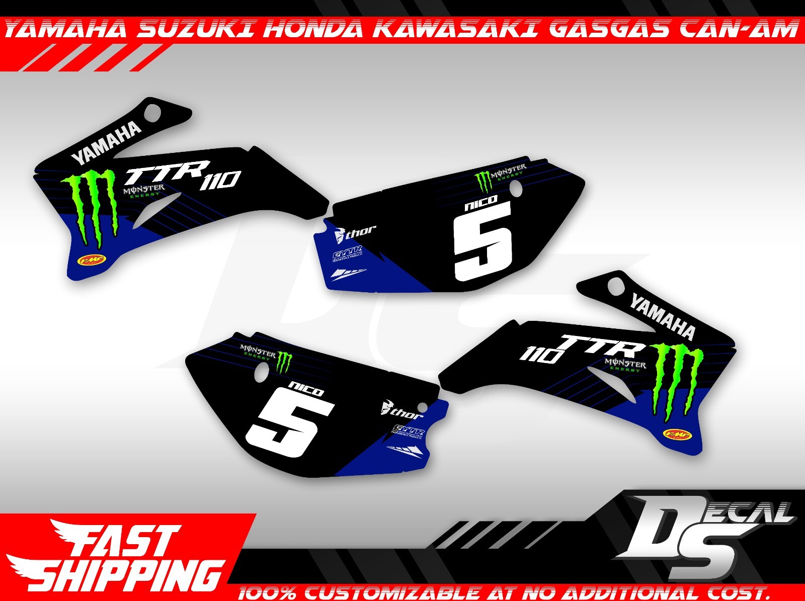 Graphics Kit Yamaha TTR 110 2008-2025 Custom Decal Sticker Off-Road Dirt Bike