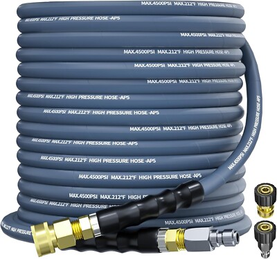 50FT 4500PSI Pressure Washer Hose 3/8'' Wire Braided Kink Resistant Power Hose BL