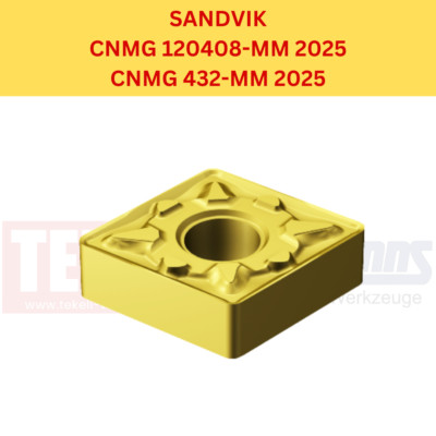 SANDVIK CNMG 120408-MM 2025 / CNMG 432-MM 2025 Wendeplatten für Edelstahl VA