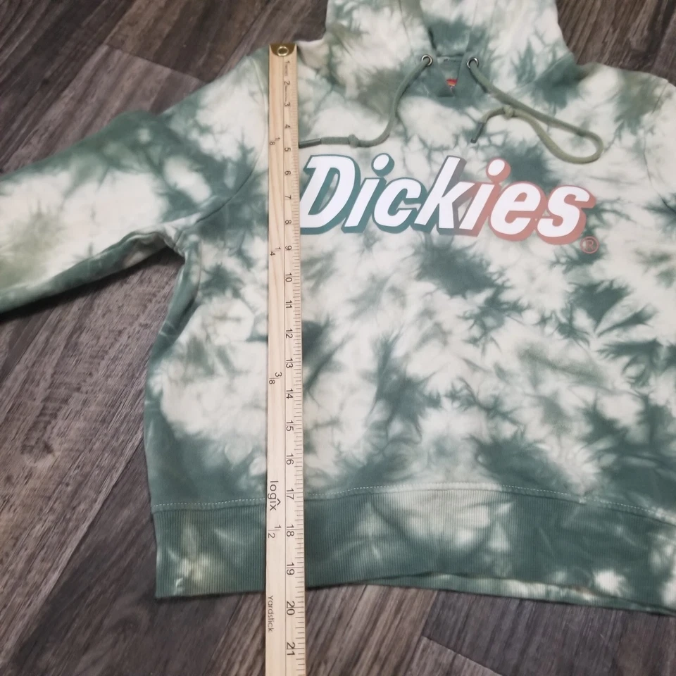 Sudadera con Capucha Dickies Para Mujer Pequeña Verde Blanca Tie dye Recortada Pullover Sudadera Foto 2 de 4