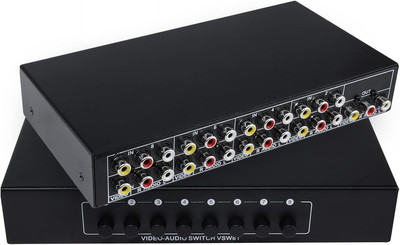 8 Ports Composite RCA Video Audio Switcher Box 8X1 for Dvd/Game Consoles HDTV