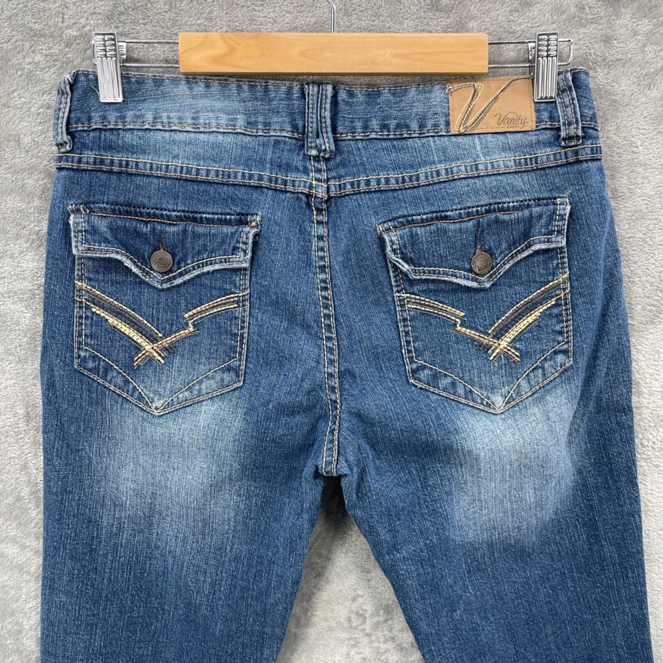 Jean Vanity Bootcut Mujer 32x29 Azul tiro bajo Western Festival Denim Bolsillo con solapa Foto 4 de 4